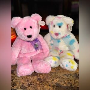 💕 Ty Beanie Buddy Set Eggs & Kissme Bears Plush LARGE